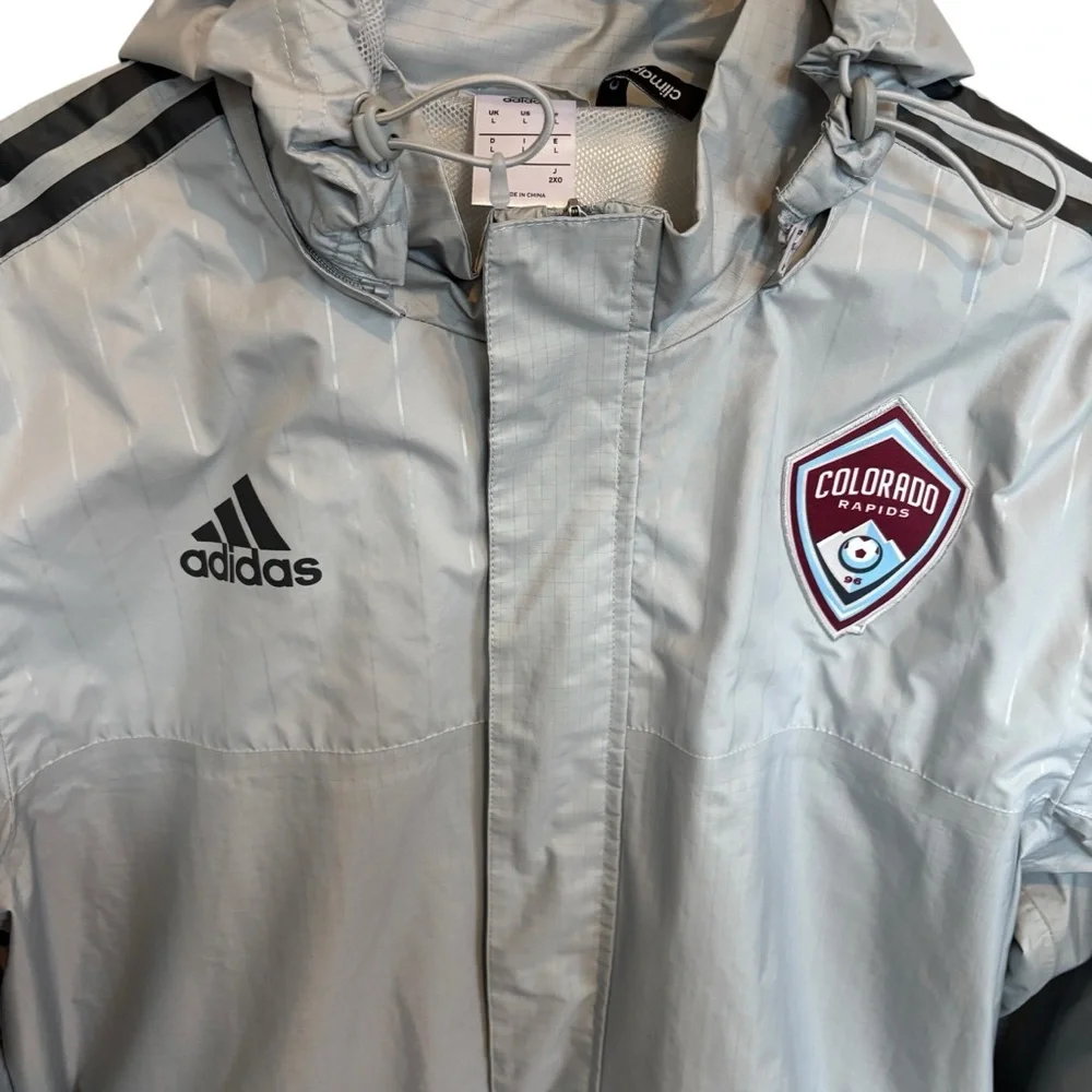 Adidas Men’s Stadium Jacket Gray Colorado Rapids Soccer Club Climaproof Sz L